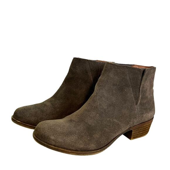 Lucky Brand Ankle Booties Benissa Suede Leather Slip On Boots Size 7.5 Comfort - Picture 15 of 15